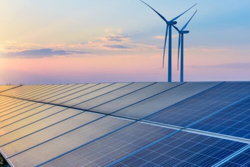 solar panels and wind turbines