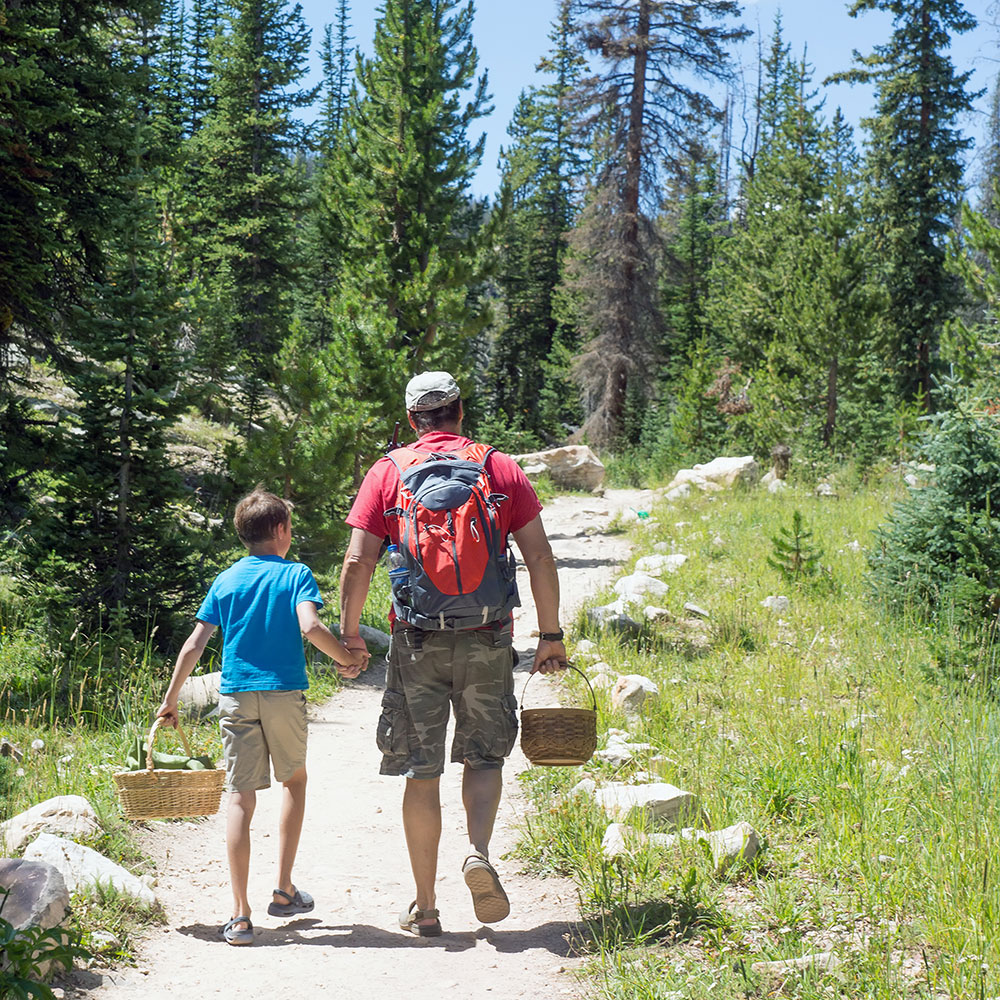 parent and child hiking
