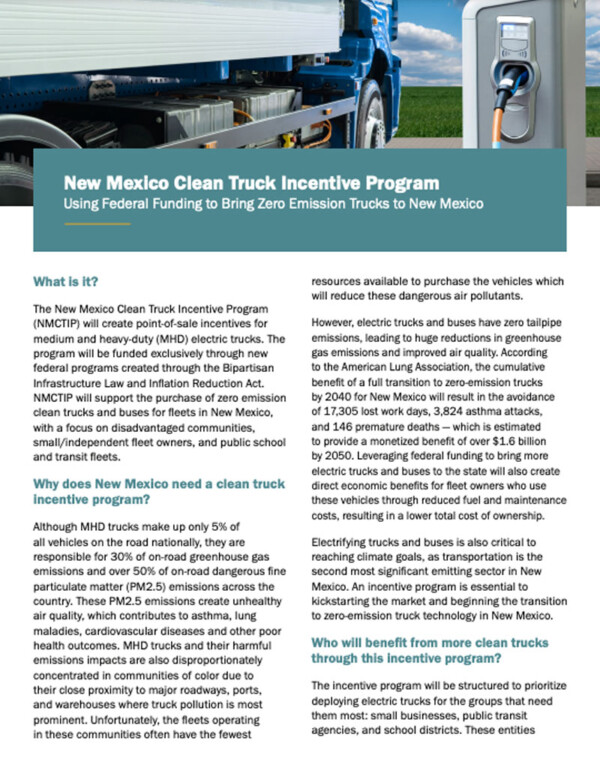 new mexico clean truck incentive program