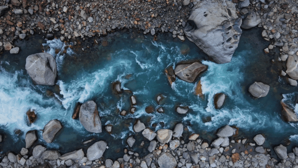 Water flowing through a river bed