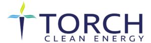Torch Clean Energy logo with a stylized torch icon featuring green and blue leaves.