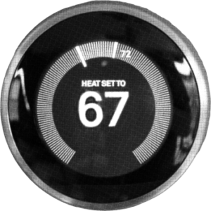 Thermostat shows "Heat Set To 67" with a circular progress indicator around the display.