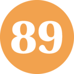 The1989LegacySociety_IconLogo_Marigold A large black number 89 is centered on an orange circle with no other elements.
