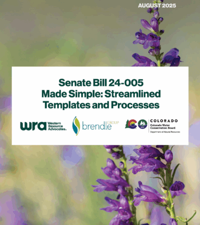 Purple flower in the background of the report, report titled "Senate Bill 24-005 Made Simple: Streamlined Templates and Processes"