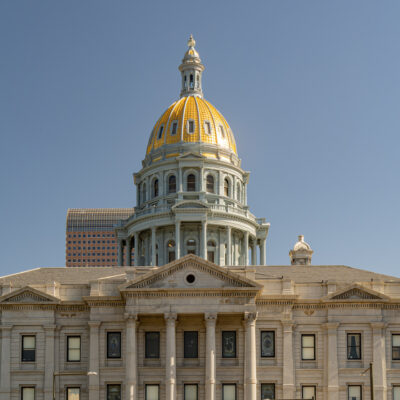 Sunny exterior view of The Colorado State Capitol at Colorado