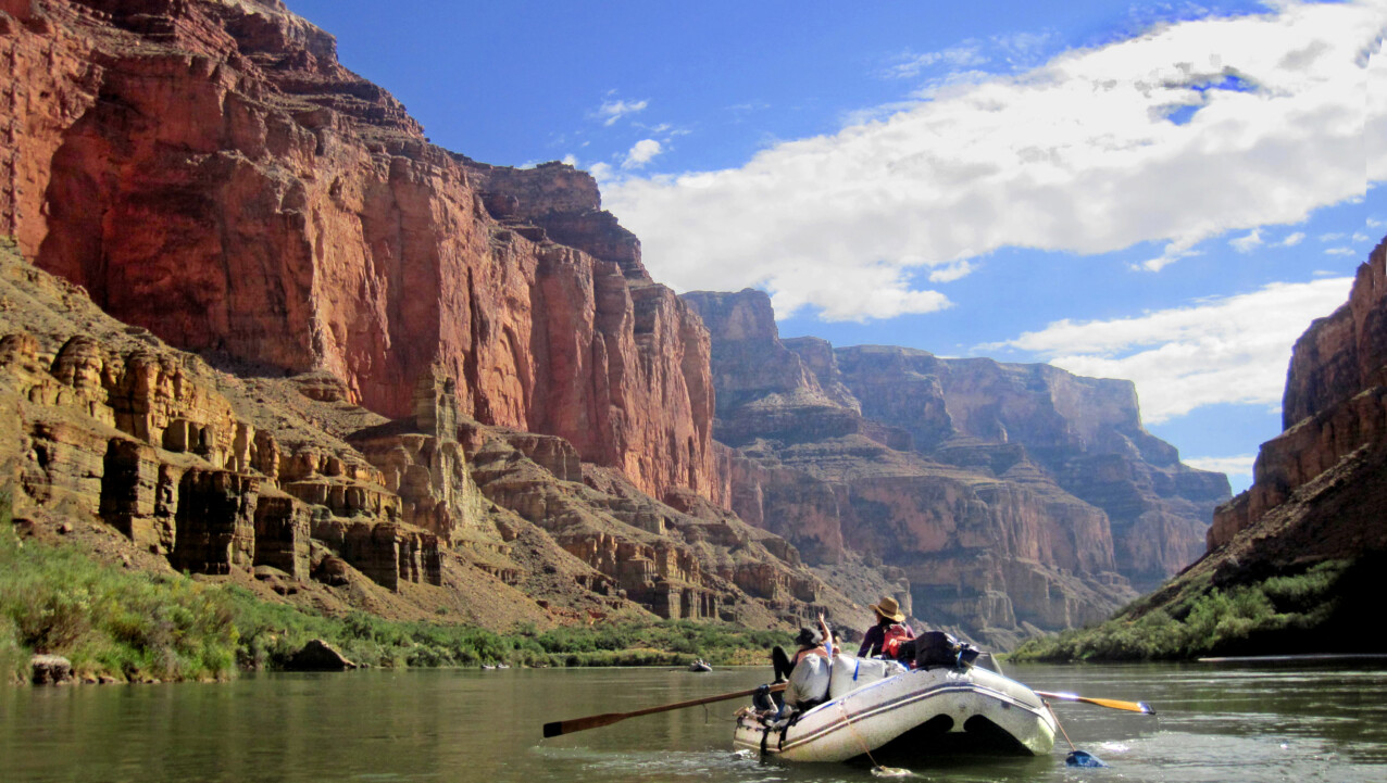 A raft floats down the Colorado River
